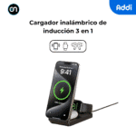 Cargador inalámbrico 3 en 1 para iPhone, Apple Watch y AirPods con base magnética de carga rápida plegable